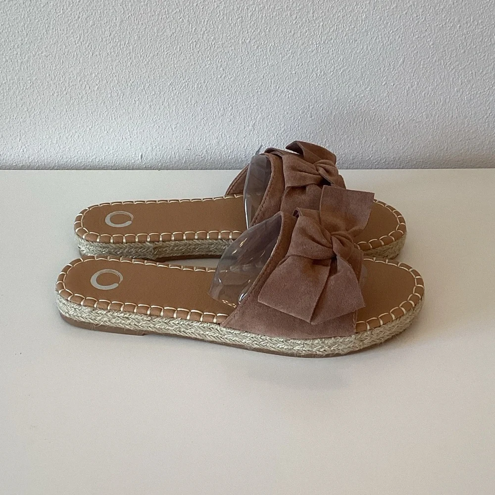 New WB Journee collection Brown Bow Slip-On Sandals